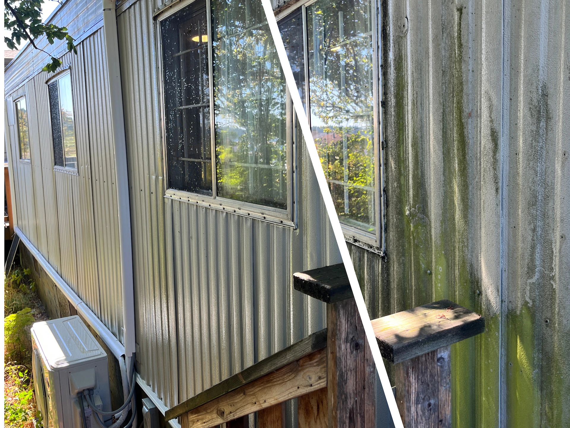 Before and after photo of full exterior refresh by Mr. Sparkle